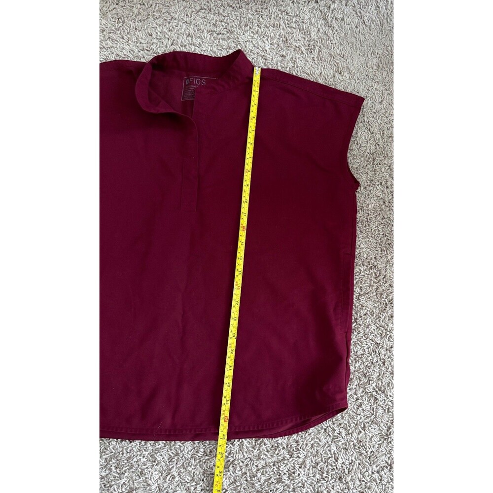 Figs Women's Sz S Rafaela Dark Red Maroon Scrub Top Button V Neck Two Pockets - Picture 9 of 12